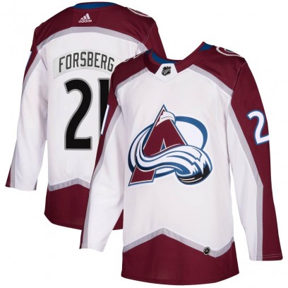 Men's Authentic Colorado Avalanche Peter Forsberg Adidas 2020/21 Away Jersey - White