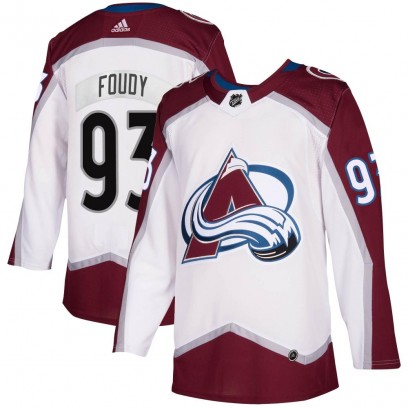 Men's Authentic Colorado Avalanche Jean-Luc Foudy Adidas 2020/21 Away Jersey - White