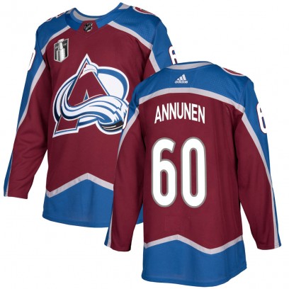 Men's Authentic Colorado Avalanche Justus Annunen Adidas Burgundy Home 2022 Stanley Cup Final Patch Jersey