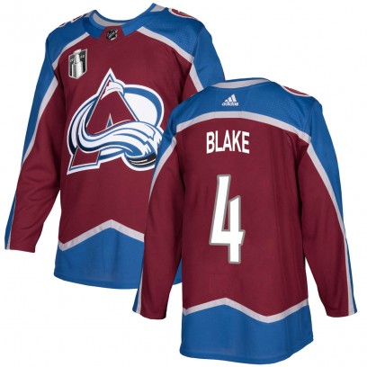 Men's Authentic Colorado Avalanche Rob Blake Adidas Burgundy Home 2022 Stanley Cup Final Patch Jersey