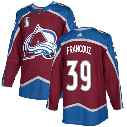 Men's Authentic Colorado Avalanche Pavel Francouz Adidas Burgundy Home 2022 Stanley Cup Final Patch Jersey