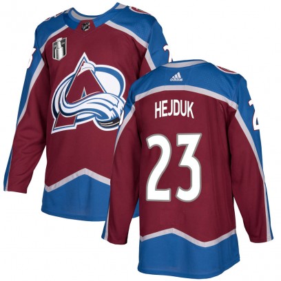 Men's Authentic Colorado Avalanche Milan Hejduk Adidas Burgundy Home 2022 Stanley Cup Final Patch Jersey