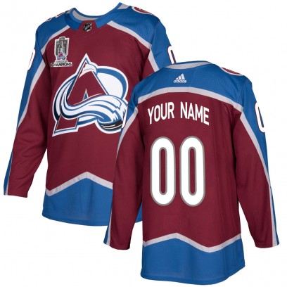 Men's Authentic Colorado Avalanche Custom Adidas Custom Burgundy Home 2022 Stanley Cup Champions Jersey