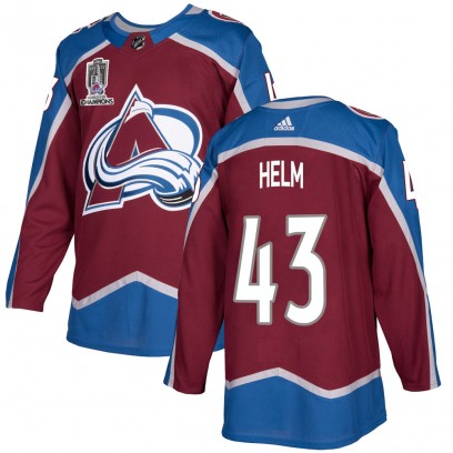 Men's Authentic Colorado Avalanche Darren Helm Adidas Burgundy Home 2022 Stanley Cup Champions Jersey