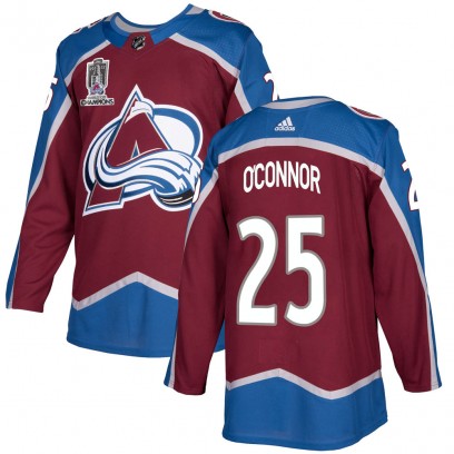 Men's Authentic Colorado Avalanche Logan O'Connor Adidas Burgundy Home 2022 Stanley Cup Champions Jersey