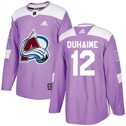 Men's Authentic Colorado Avalanche Brandon Duhaime Adidas Fights Cancer Practice Jersey - Purple