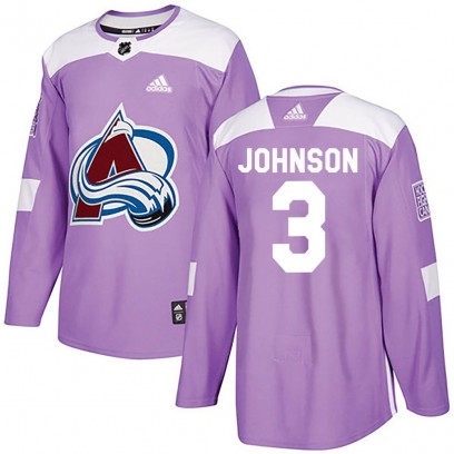 Men's Authentic Colorado Avalanche Jack Johnson Adidas Fights Cancer Practice Jersey - Purple