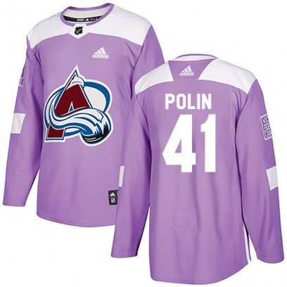 Men's Authentic Colorado Avalanche Jason Polin Adidas Fights Cancer Practice Jersey - Purple