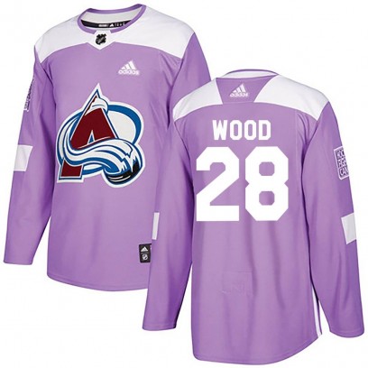 Men's Authentic Colorado Avalanche Miles Wood Adidas Fights Cancer Practice Jersey - Purple