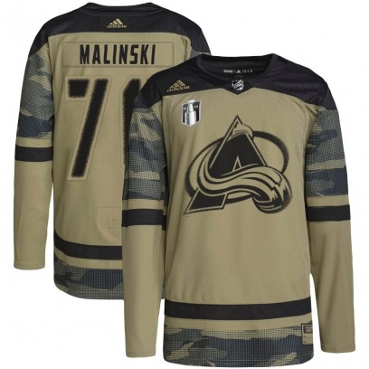 Youth Authentic Colorado Avalanche Sam Malinski Adidas Military Appreciation Practice 2022 Stanley Cup Final Patch Jersey - Camo