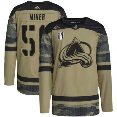 Youth Authentic Colorado Avalanche Trent Miner Adidas Military Appreciation Practice 2022 Stanley Cup Final Patch Jersey - Camo