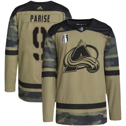 Youth Authentic Colorado Avalanche Zach Parise Adidas Military Appreciation Practice 2022 Stanley Cup Final Patch Jersey - Camo