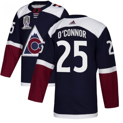 Men's Authentic Colorado Avalanche Logan O'Connor Adidas Alternate 2022 Stanley Cup Champions Jersey - Navy