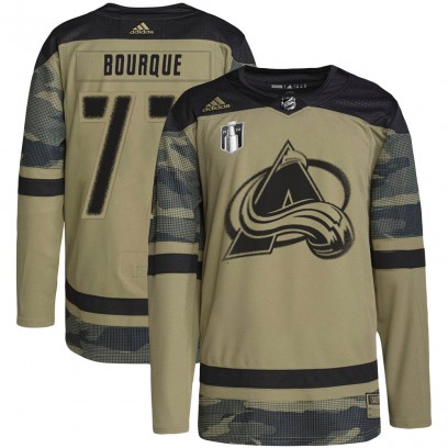 Men's Authentic Colorado Avalanche Raymond Bourque Adidas Military Appreciation Practice 2022 Stanley Cup Final Patch Jersey - C