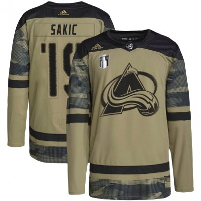 Men's Authentic Colorado Avalanche Joe Sakic Adidas Military Appreciation Practice 2022 Stanley Cup Final Patch Jersey - Camo