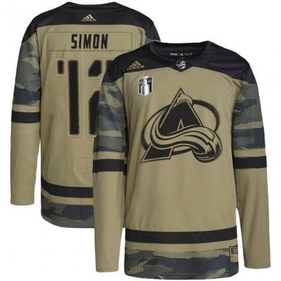 Men's Authentic Colorado Avalanche Chris Simon Adidas Military Appreciation Practice 2022 Stanley Cup Final Patch Jersey - Camo