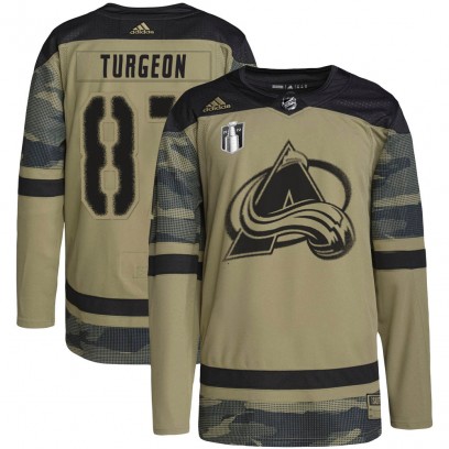 Men's Authentic Colorado Avalanche Pierre Turgeon Adidas Military Appreciation Practice 2022 Stanley Cup Final Patch Jersey - Ca