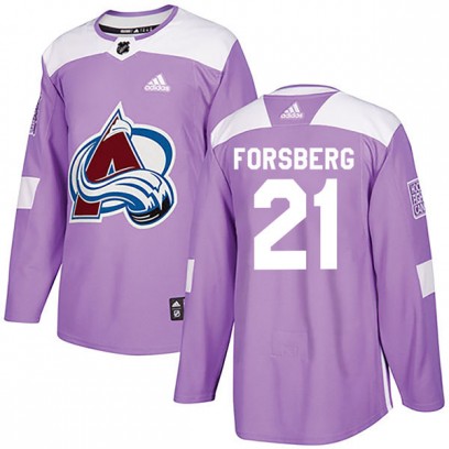Youth Authentic Colorado Avalanche Peter Forsberg Adidas Fights Cancer Practice Jersey - Purple