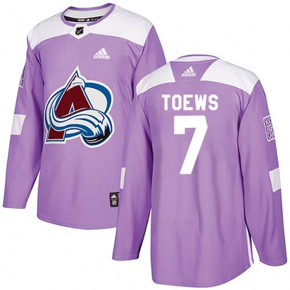 Youth Authentic Colorado Avalanche Devon Toews Adidas Fights Cancer Practice Jersey - Purple