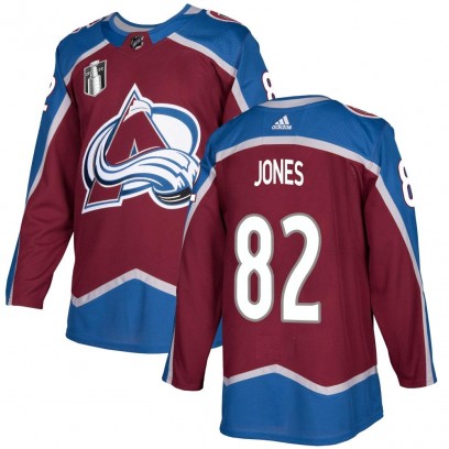 Youth Authentic Colorado Avalanche Caleb Jones Adidas Burgundy Home 2022 Stanley Cup Final Patch Jersey