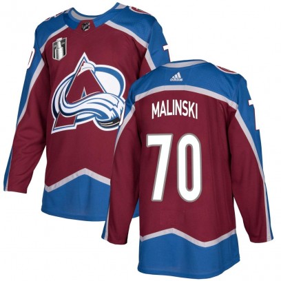 Youth Authentic Colorado Avalanche Sam Malinski Adidas Burgundy Home 2022 Stanley Cup Final Patch Jersey