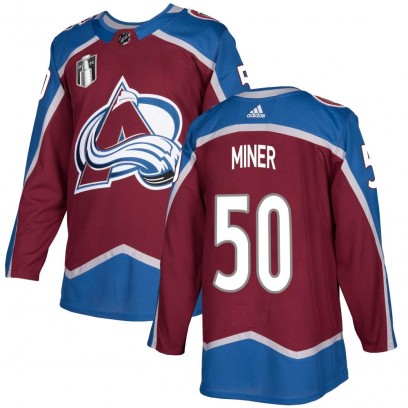 Youth Authentic Colorado Avalanche Trent Miner Adidas Burgundy Home 2022 Stanley Cup Final Patch Jersey