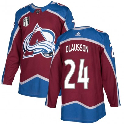 Youth Authentic Colorado Avalanche Oskar Olausson Adidas Burgundy Home 2022 Stanley Cup Final Patch Jersey