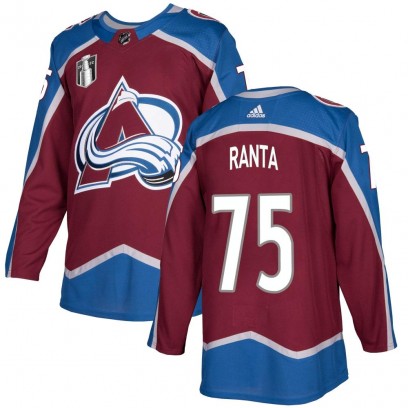 Youth Authentic Colorado Avalanche Sampo Ranta Adidas Burgundy Home 2022 Stanley Cup Final Patch Jersey