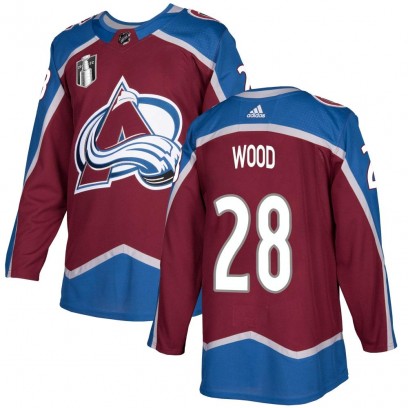 Youth Authentic Colorado Avalanche Miles Wood Adidas Burgundy Home 2022 Stanley Cup Final Patch Jersey