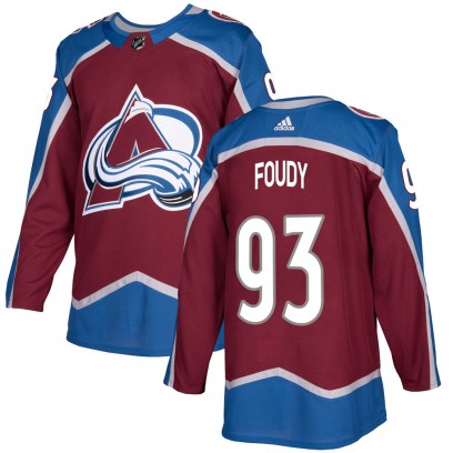 Men's Authentic Colorado Avalanche Jean-Luc Foudy Adidas Burgundy Home Jersey