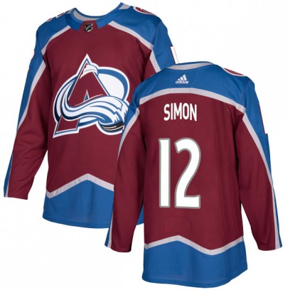 Youth Authentic Colorado Avalanche Chris Simon Adidas Burgundy Home Jersey