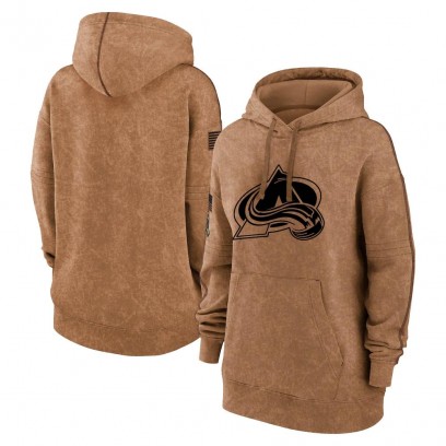 Women's Colorado Avalanche 2023 Salute to Service Pullover Hoodie - Brown