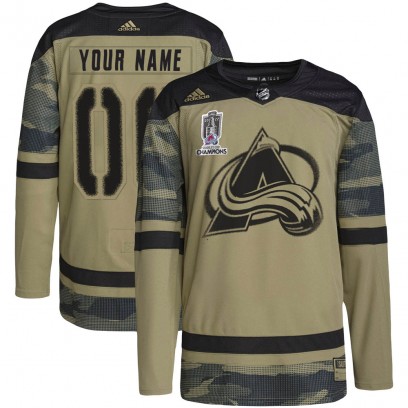 Men's Authentic Colorado Avalanche Custom Adidas Custom Military Appreciation Practice 2022 Stanley Cup Champions Jersey - Camo