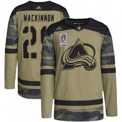 Men's Authentic Colorado Avalanche Nathan MacKinnon Adidas Military Appreciation Practice 2022 Stanley Cup Champions Jersey - Ca