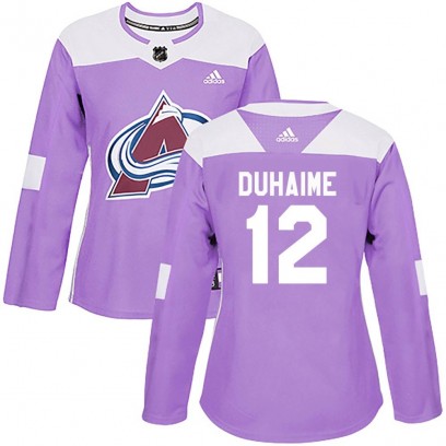 Women's Authentic Colorado Avalanche Brandon Duhaime Adidas Fights Cancer Practice Jersey - Purple