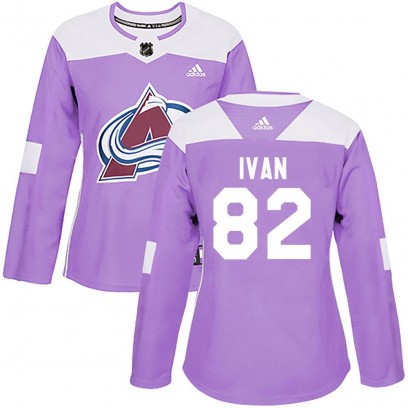 Women's Authentic Colorado Avalanche Ivan Ivan Adidas Fights Cancer Practice Jersey - Purple